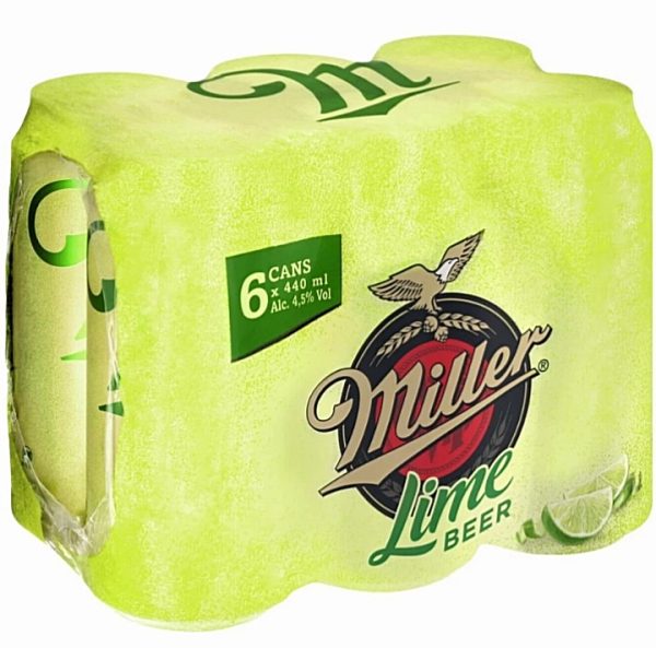 Miller Genuine Draft Lime Lager Can (4.5% Alcohol, Pack of 6 x 440 ml)
