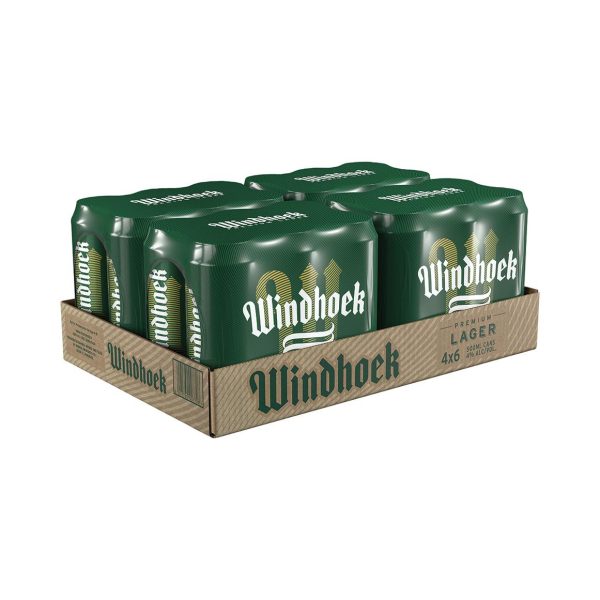 Windhoek Lager Alcoholic Beer Can (4% Alcohol, Pack of 24 x 500 ml)