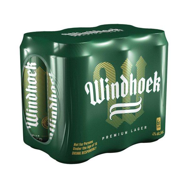 Windhoek Lager Alcoholic Beer Can (4% Alcohol, Pack of 6 x 500 ml)