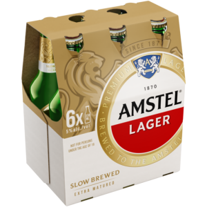 Amstel Slow Brewed Extra Matured Lager Alcoholic Beer Bottle (5% Alcohol, Pack of 6 x 330 ml)