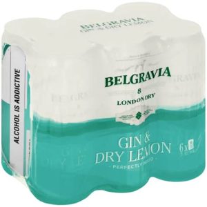 Belgravia Gin & Dry Lemon Can (Pack of 6 x 440ml, 5 Percent Alcohol)