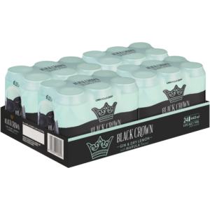 Black Crown Premium Premix Gin and Dry Lemon with Marula Cans ( Pack of 24 x 440ml, 5 Percent Alcohol Volume)