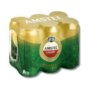 Amstel Slow Brewed Extra Matured Lager Alcoholic Beer Can (5% Alcohol, Pack of 6x 440 ml)