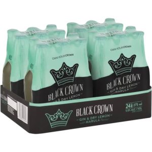 Black Crown Premium Premix Gin and Dry Lemon with Marula Bottle ( Pack of 24 x 275ml, 5 Percent Alcohol Volume)