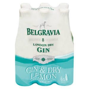 Belgravia Gin & Dry Lemon Bottle (Pack of 6 x 275ml, 5 Percent Alcohol)