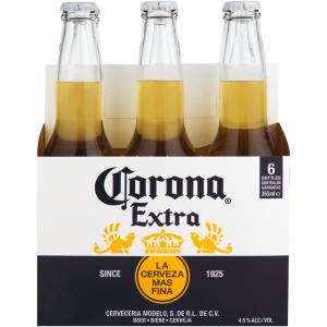 Corona Extra Lager Alcoholic Beer Bottle (4.5% Alcohol, Pack of 6 x 355 ml)