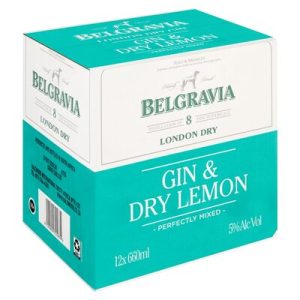 Belgravia Gin & Dry Lemon Bottle (Pack of 12 x 660ml, 5 Percent Alcohol)