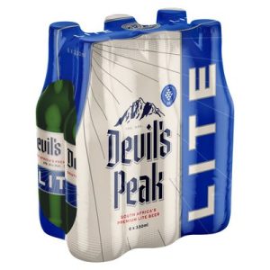Devil’s Peak Premium Lite Lager Alcoholic Beer Bottle (4% Alcohol, Pack of 6 x 330 ml)
