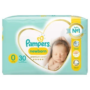 Pampers Premium Care Disposable Nappies Size 0 (Pack of 1 x 30)