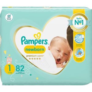 Pampers Premium Care Disposable Nappies Size 1 (Pack of 1 x 82)