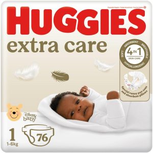 Huggies Extra Care Disposable Nappies Size 1 (Pack of 1 x 76)