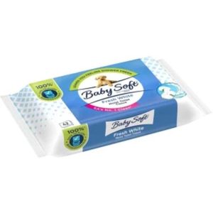Baby Soft Fresh White Toilet Tissue Wipes (Pack of 1 x 42 Wipes)
