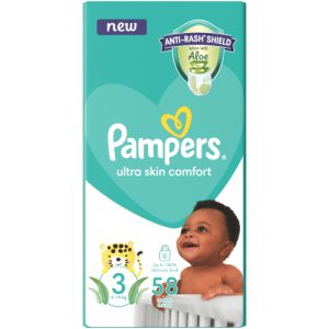Pampers Disposable Nappies Size 3 (Pack of 1 x 58)