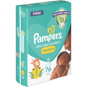 Pampers Newborn Disposable Nappies Size 1 (Pack of 1 x 76)
