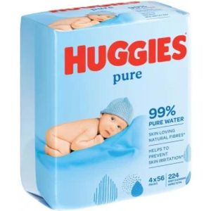 Huggies Pure  (Pack of 4 x 56 Wipes per Pack)
