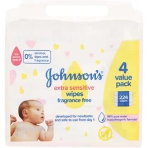 Johnson's Extra Sensitive Fragrance Free  (Pack of 14 x 56 Wipes)