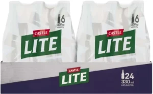 Castle Lite Alcoholic Beer Bottle (4% Alcohol, Pack of 24 x 330 ml)