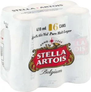 Stella Artois Premium Beer 5% Alcohol Pack of 6x 410ml Can