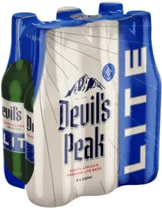 Devil’s Peak Premium Lite Lager Alcoholic Beer Bottle (4% Alcohol, Pack of 6 x 330 ml)