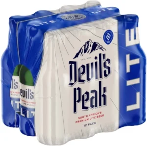 Devil’s Peak Premium Lite Lager Alcoholic Beer Bottle (4% Alcohol, Pack of 12 x 330 ml)