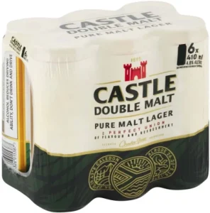 Castle Double Malt Lager Alcoholic Beer Can (4.8% Alcohol, Pack of 6x 410 ml)