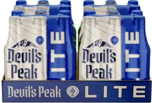 Devil's Peak Premium Lite Lager Alcoholic Beer Bottle (4% Alcohol, Pack of 24 x 330 ml)