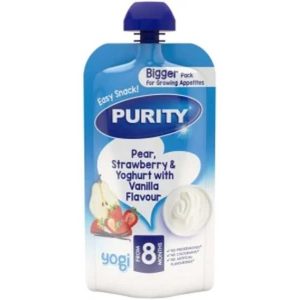 Purity Pears,Yoghurt & Strawberry Pears, Strawberries, Vanilla Flavour, Yoghurt Infant Fruit Food  (150 g, Pack of 1)