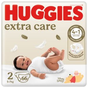 Huggies Extra Care Disposable Nappies Size 2 (Pack of 1 x 66)