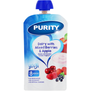 Purity Dairy with Mixed Berries & Apple Baby Food Berries, Apples Infant Fruit Food (110 g, Pack of 1)