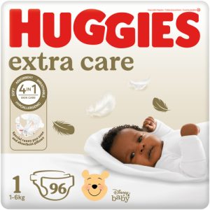 Huggies Extra Care Disposable Nappies Size 1 (Pack of 1 x 96)
