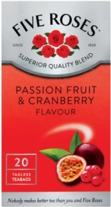Five Roses Passion Fruit & Cranberry Flavoured Tea (20 Bags) | Shop Online