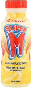 Clover Super M Flavoured Medium Fat Milk, Banana Flavour (24 x 300 ml) | Shop Online