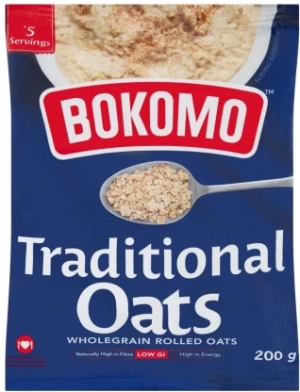 Bokomo Whole Grain Rolled Oats Pouch  (12 x 200 g)