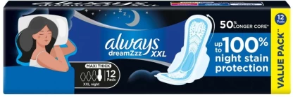 Always Maxi Xxl Nights Sanitary Pad  (Pack of 12)