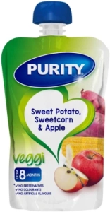 Purity Sweet Potato, Sweet Corn & Apple Baby Food Sweet Potato Infant Fruit Food (110 g, Pack of 1)