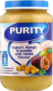 Purity Yoghurt, Mango, Granadilla With Vanilla Flavour Mangoes, Vanilla Flavour, Granadilla Infant Fruit Food (200 g, Pack of 1)