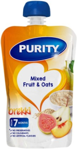 Purity Mixed Fruit & Oats Baby Food Mixed Fruit Infant Fruit Food (110 g, Pack of 1)