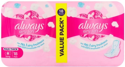 Always Airy Soft Sanitary Pad  (Pack of 18)