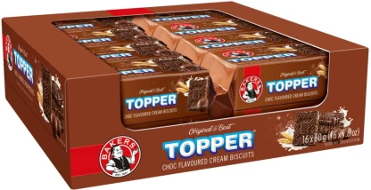 Bakers Topper Choc Flavoured Biscuits Cream Filled Biscuit (50 g, Pack of 16) | Shop Online