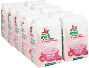White Star Strawberry Flavoured Instant Maize Porridge (Pack of 10 x 1kg)