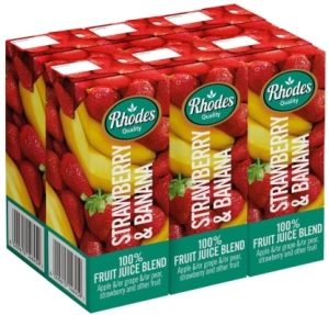 Rhodes Strawberry & Banana 100% Fruit Juice Blend (24 x 200 ml) | Shop Online