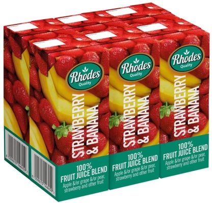 Rhodes Strawberry & Banana 100% Fruit Juice Blend (24 x 200 ml) | Shop Online