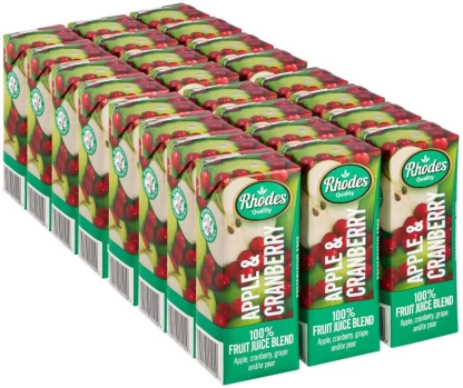 Rhodes Apple & Cranberry 100% Fruit Juice Blend (24 x 200 ml) | Shop Online
