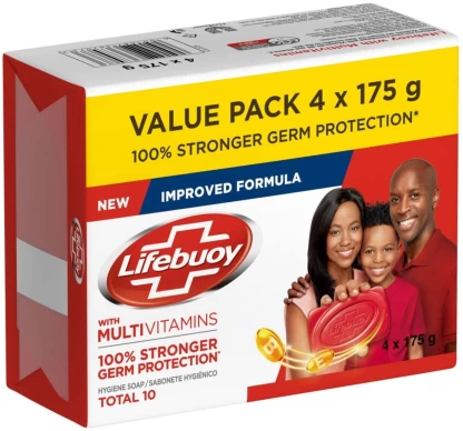 Lifebuoy 100% Stronger Germ Protection Regular  (Pack of 4 x 175 g)
