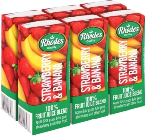 Rhodes Strawberry & Banana 100% Fruit Juice Blend (6 x 200 ml) | Shop Online
