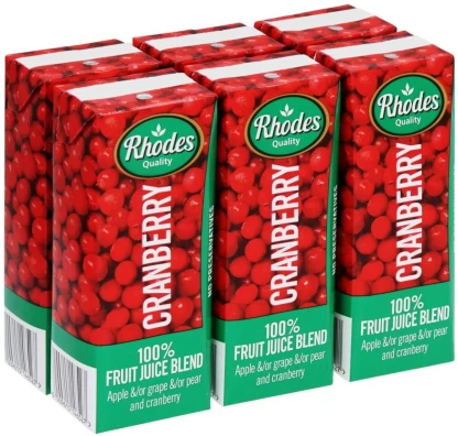 Rhodes Cranberry 100% Fruit Juice Blend (6 x 200 ml) | Shop Online