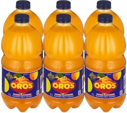 Brookes Oros Mango Flavoured Blended Fruit Squash (2 L, Pack of 6) | Shop Online