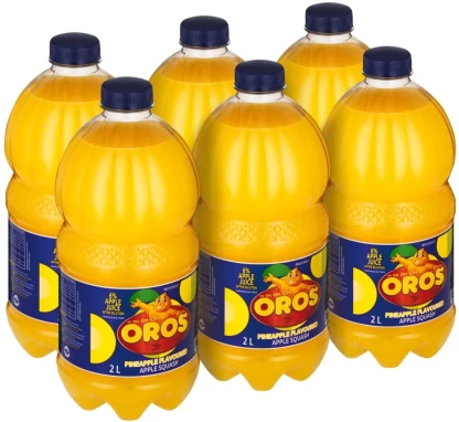 Brookes Oros Pineapple Flavoured Apple Squash (2 L, Pack of 6) | Shop Online