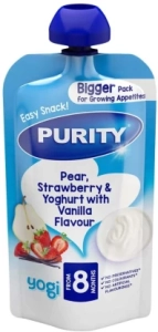 Purity Pears,Yoghurt & Strawberry Pears, Strawberries, Vanilla Flavour, Yoghurt Infant Fruit Food  (150 g, Pack of 1)