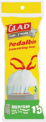Glad Pedal Bin Drawstring Medium 15 Bags | Shop Online